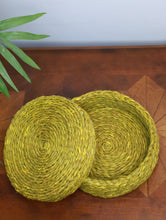 Load image into Gallery viewer, Handcrafted Sabai Grass Utility Basket With Lid - Yellow