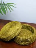 Handcrafted Sabai Grass Utility Basket With Lid - Yellow