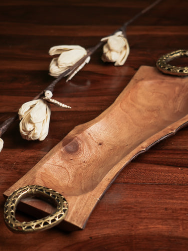 Handcrafted Wood & Dhokra Tray 