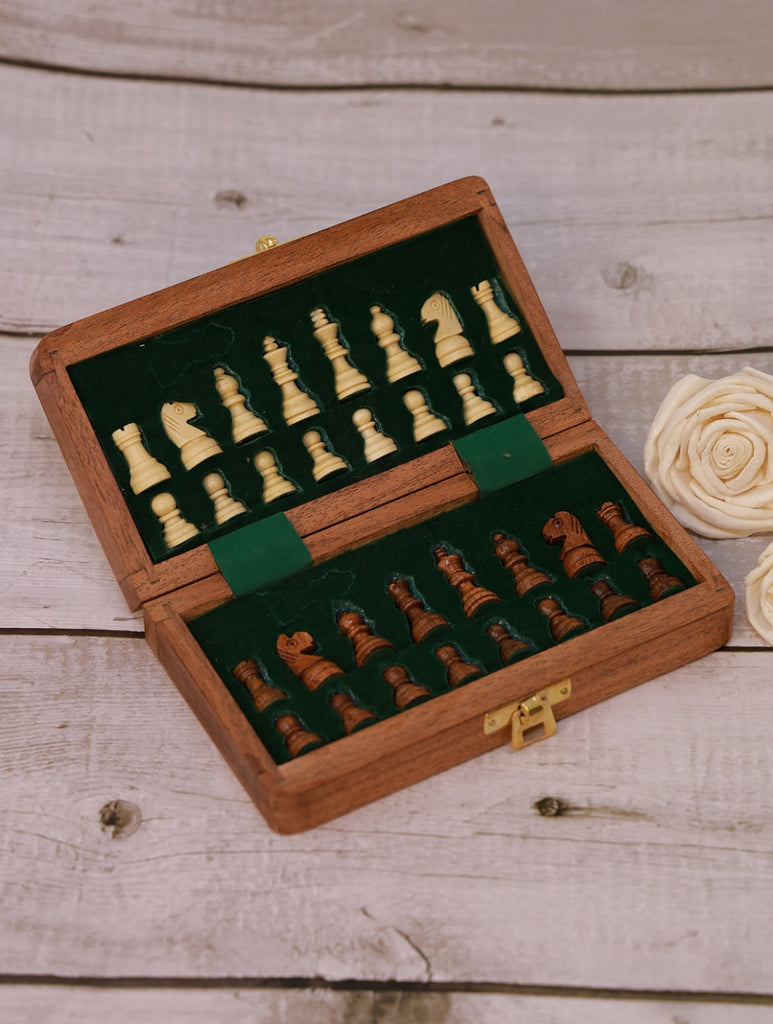 Handcrafted Wooden Travel Chess Set 
