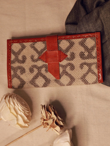 Handcrafted  Jawaja Leather & Rug Patch Wallet - Grey