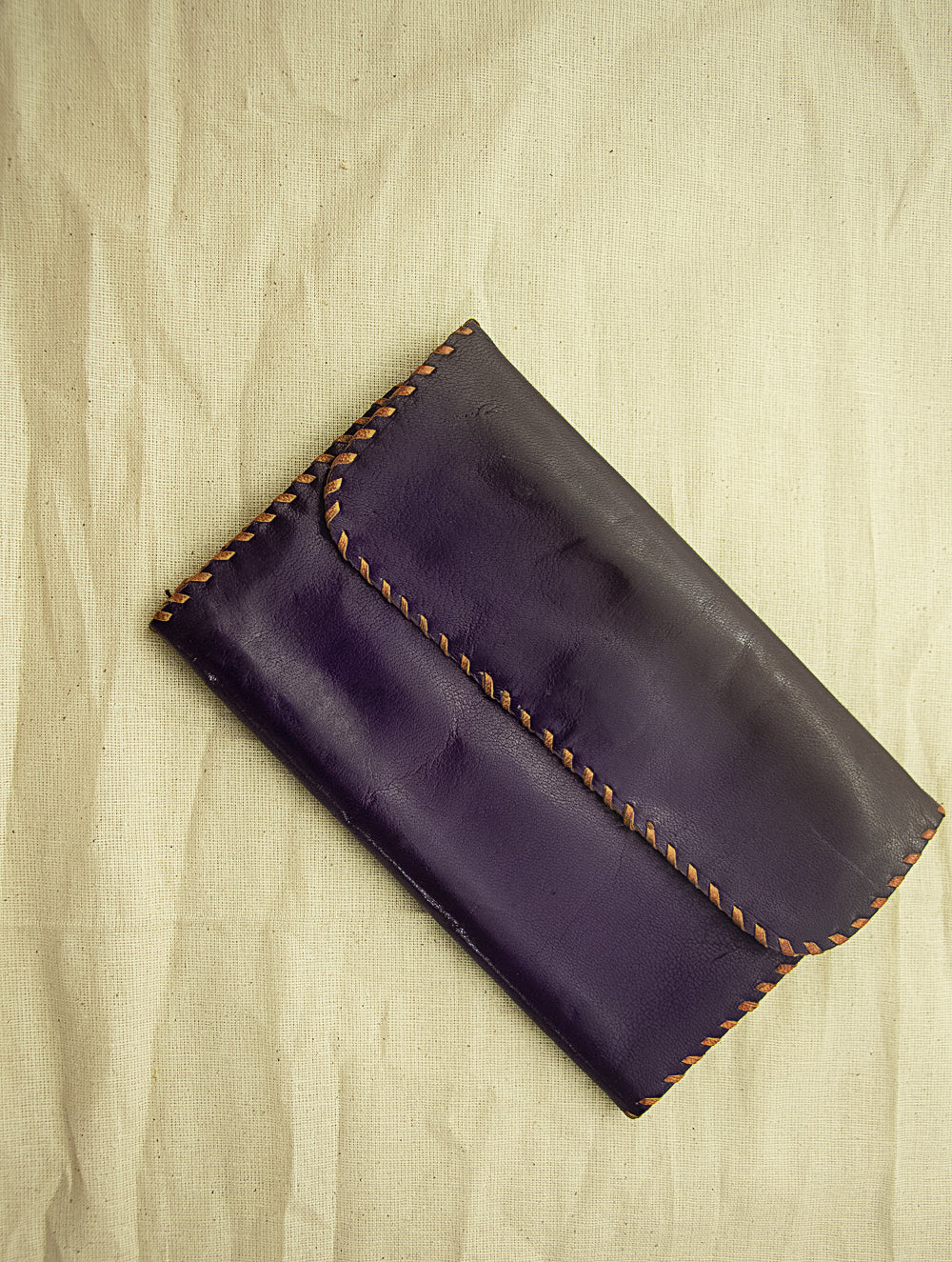 Load image into Gallery viewer, Handcrafted Leather Clutch / Wallet with Hand Stitch Detail - The India Craft House 