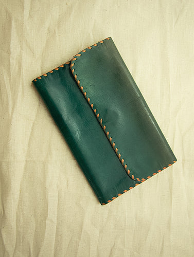 Handcrafted Leather Clutch / Wallet with Hand Stitch Detail - The India Craft House 