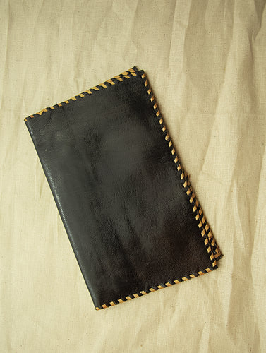 Handcrafted Leather Clutch / Wallet with Hand Stitch Detail - The India Craft House 