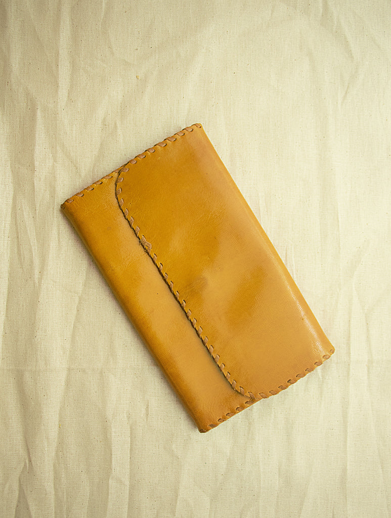 Handcrafted Leather Clutch / Wallet with Hand Stitch Detail - The India Craft House 