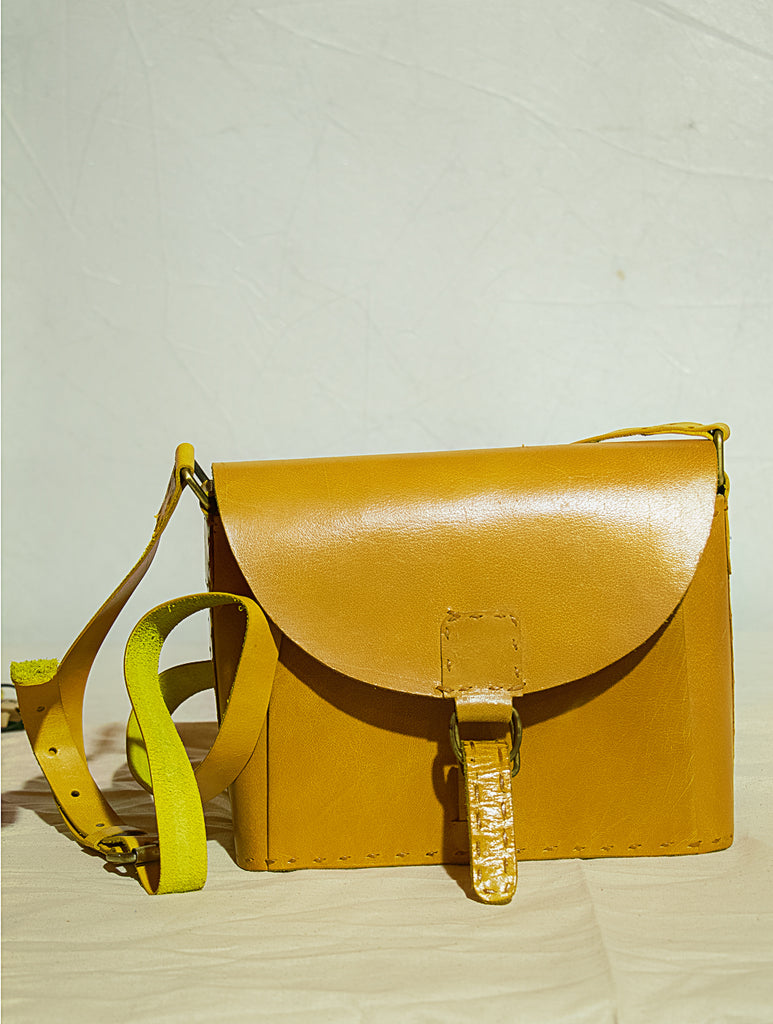 Handcrafted Leather Cross-Body Bag with Hand Stitch Detail - The India Craft House 