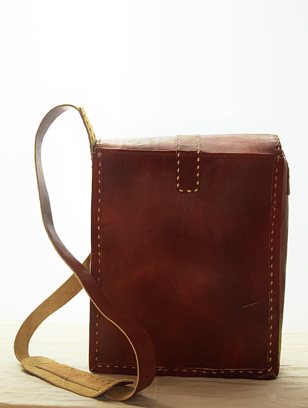 Load image into Gallery viewer, Handcrafted Leather Cross-Body Bag with Hand Stitch Detail - The India Craft House 