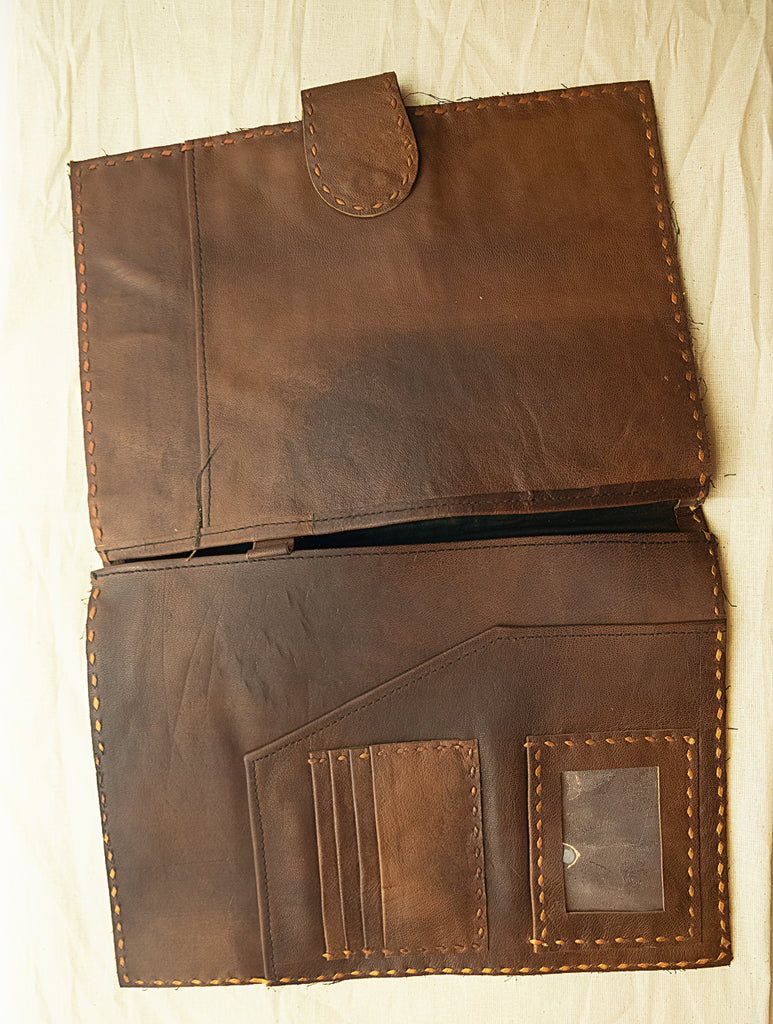 Handcrafted Leather Utility Folder with Hand Stitch Detail - The India Craft House 
