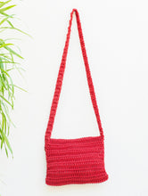Load image into Gallery viewer, Handknotted Crochet Sling Bag - Warm Red