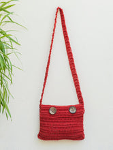 Load image into Gallery viewer, Handknotted Crochet Sling Bag - Warm Red