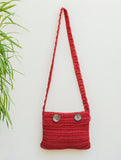 Handknotted Crochet Sling Bag - Warm Red