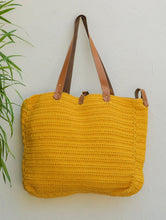Load image into Gallery viewer, Handknotted Crochet Tote Bag - Yellow