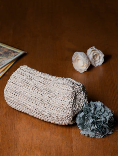 Handknotted Crochet Utility Pouch - Ivory