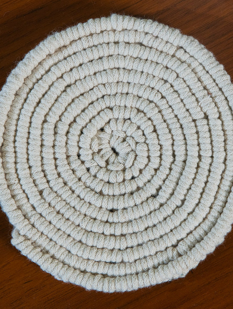 Handknotted Macramé Coaster Sets (Set of 2) - Off- White