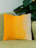 Handknotted Macramé Cushion Cover- 16 x 16, Ombre, Golden Yellow
