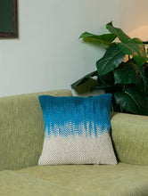 Load image into Gallery viewer, Handknotted Macramé Cushion Cover- 16 x 16, Ombre - Ocean Blue