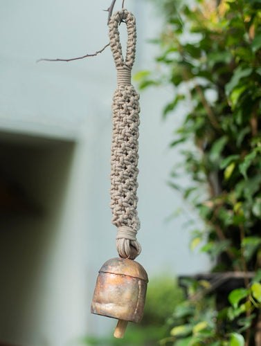Handknotted Macramé Hanging Copper Bell 2