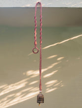 Load image into Gallery viewer, Handknotted Macramé Hanging Copper Bells 3.5&quot; - Rose Pink (80&quot;)
