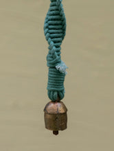 Load image into Gallery viewer, Handknotted Macramé Hanging Copper Bells Dia 3.5&quot; - Blue (86&quot;)