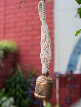 Load image into Gallery viewer, Handknotted Macramé Hanging Copper Bells Dia 3&quot; - Off - White (17&quot;)