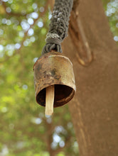 Load image into Gallery viewer, Handknotted Macramé Hanging Copper Bell 2&quot; Dia - Blue (14&quot;)