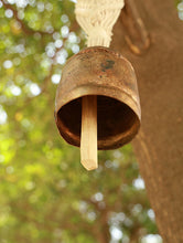Load image into Gallery viewer, Handknotted Macramé Hanging Copper Bell 3&quot; Dia - Blue (14&quot;)