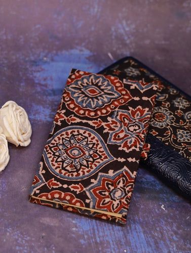 Handmade Ajrakh Large Travel Wallet & Notebook Diary (Set of 2)