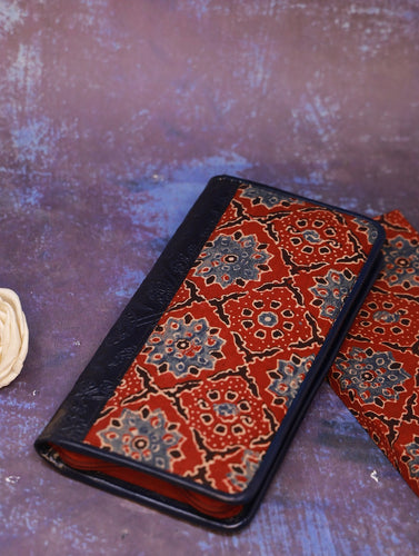 Handmade Ajrakh Large Travel Wallet & Notebook Diary (Set of 2)