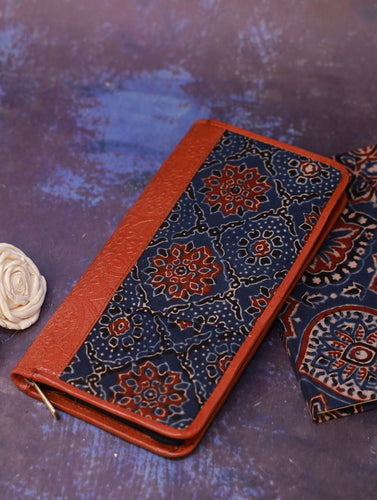 Handmade Ajrakh Large Travel Wallet & Notebook Diary (Set of 2)