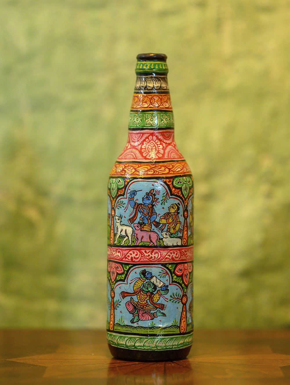 Handpainted Pattachitra Art Curio - Krishna Theme