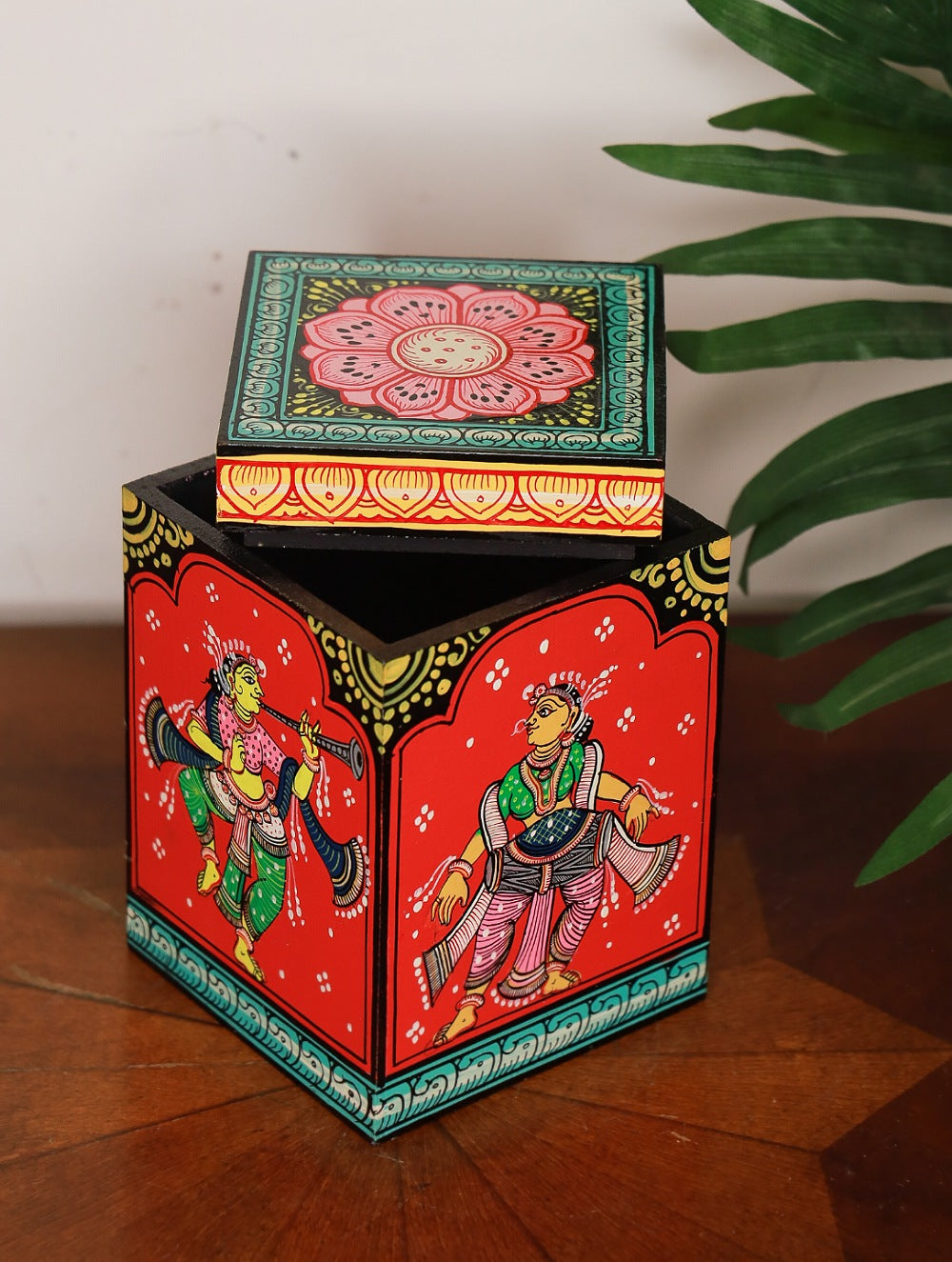 Load image into Gallery viewer, Handpainted Pattachitra Art Utility Box - The Dancer, Red