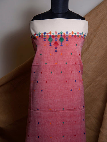 Multicolor - Handcrafted Patchwork Cotton Unstitched Kurta Material (2.6M) 47 main image 1