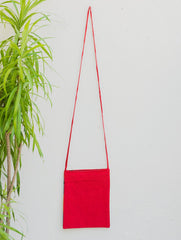 Handwoven Kashida Pattu Small Cross Body Sling Bag - Orange & Light Blue