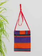 Load image into Gallery viewer, Handwoven Kashida Pattu Small Cross Body Sling Bag - Purple &amp; Orange