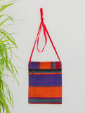 Handwoven Kashida Pattu Small Cross Body Sling Bag - Purple & Orange
