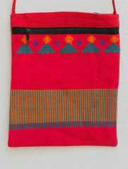 Handwoven Kashida Pattu Small Cross Body Sling Bag - Red & More