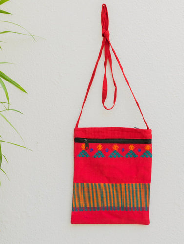 Handwoven Kashida Pattu Small Cross Body Sling Bag - Red & More