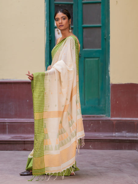 Bengal Khadi Cotton Saree – Monamaar