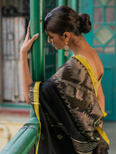 Load image into Gallery viewer, Handwoven Elegance. Exclusive Linen Jamdani Saree - Black Beauty