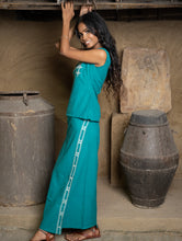 Load image into Gallery viewer, Handwoven Elegance. Kashida Pattu Cotton Wrap Skirt &amp; Top Set - Green Vibrance