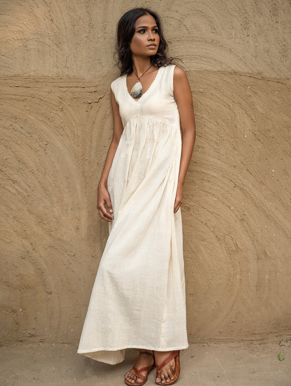 Buy Handwoven Elegance. Organic Kala Cotton Long Dress