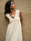Handwoven Elegance. Organic Kala Cotton Long Dress - Pure Cream