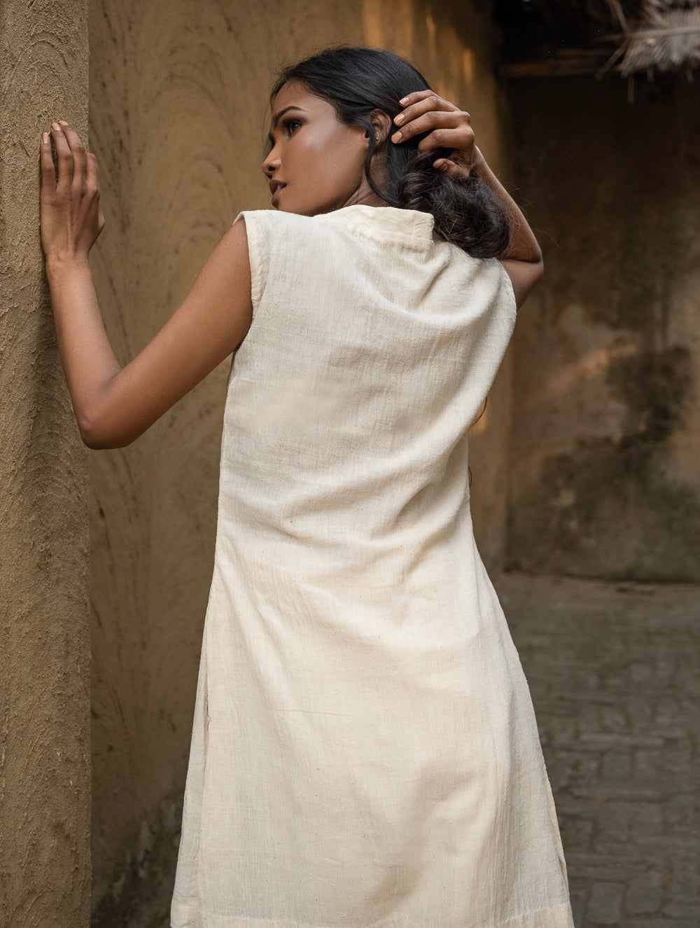 Load image into Gallery viewer, Handwoven Elegance. Organic Kala Cotton Wrap Skirt &amp; Top Set - Pure Cream 