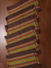Load image into Gallery viewer, Handwoven Jute Table Runner &amp; Mats (Set of 5) - Dark Brown &amp; Green