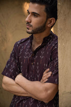 Load image into Gallery viewer, Ikat Hand Woven Soft Cotton Shirt - Indi Brown 