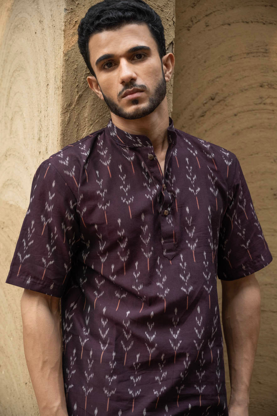 Load image into Gallery viewer, Ikat Hand Woven Soft Cotton Shirt - Indi Brown 