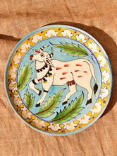 Load image into Gallery viewer, Jaipur Blue Pottery Decorative Plate in Wooden Box -  Blue Cow