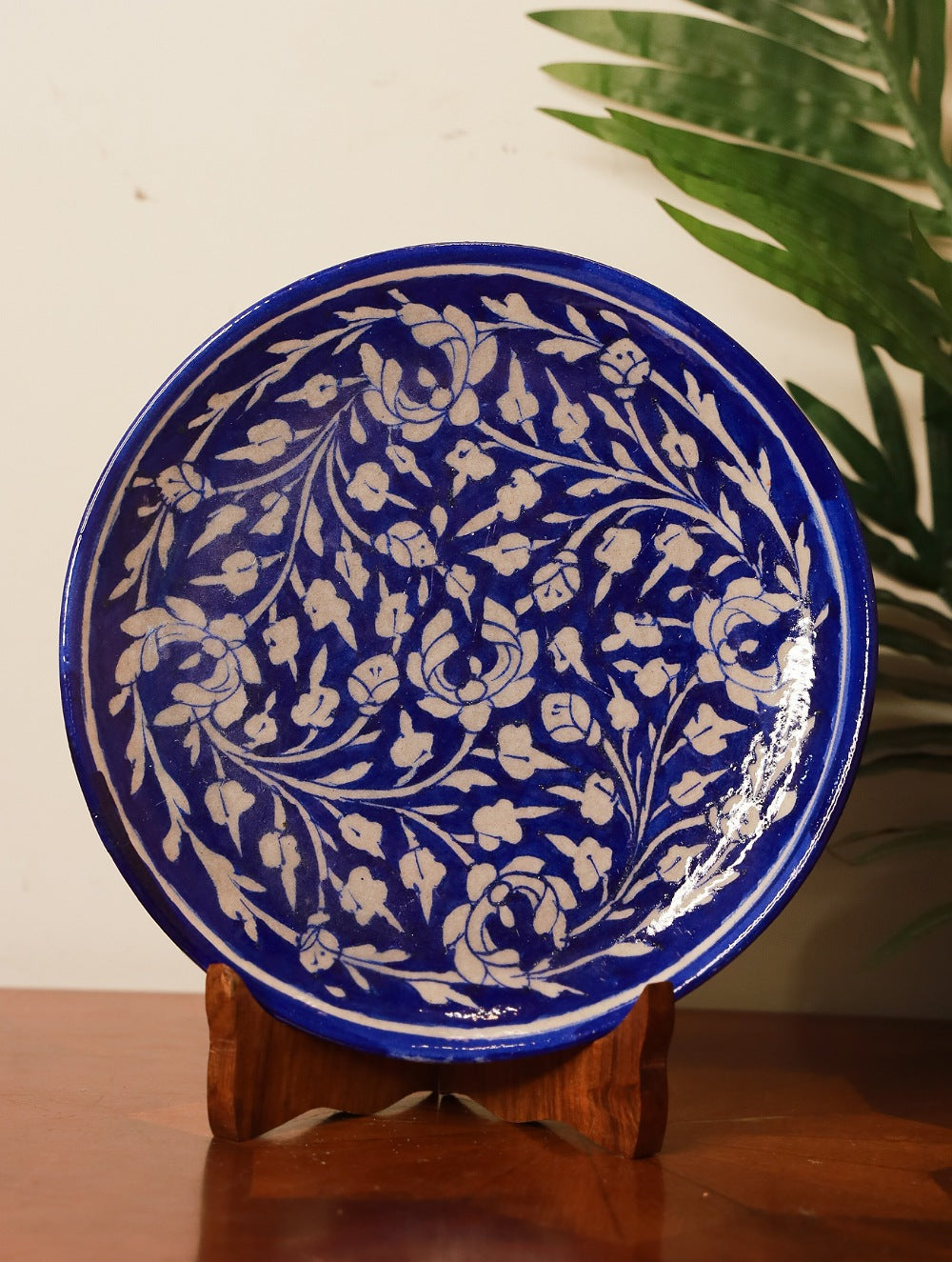Load image into Gallery viewer, Jaipur Blue Pottery Decorative Plate - Blue Flowers