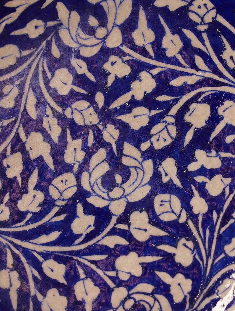 Jaipur Blue Pottery Decorative Plate - Blue Flowers