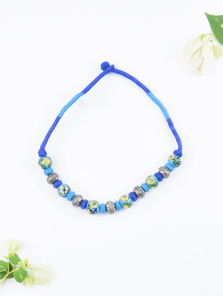 Jaipur Ceramic Beads & Metal Neckpiece - Blue & Green